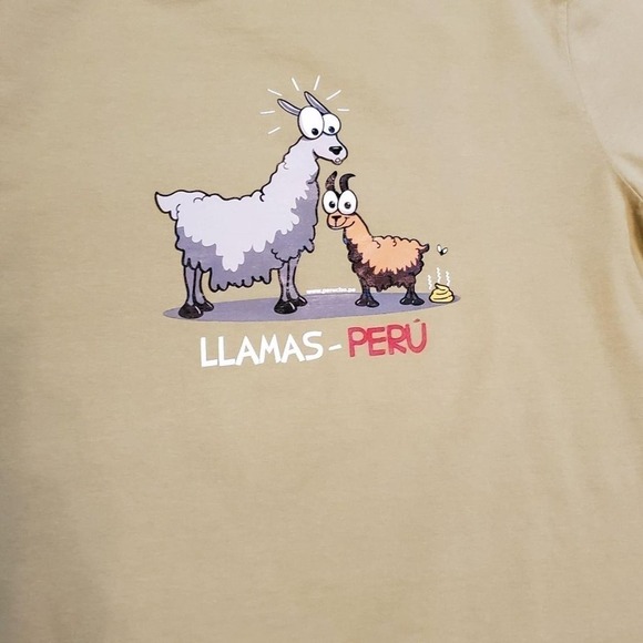 Women's Size Large Perucho Llama Mint Green Graphic Novelty Short Sleeve Tee - Picture 3 of 7